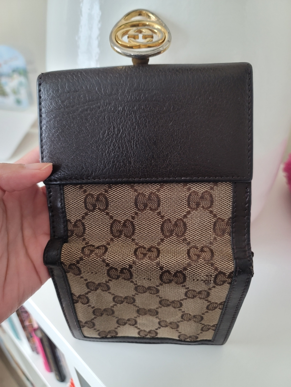 Gucci Brown/Beige GG Canvas and Leather Interlocking Icon French Wallet - Picture 8 of 13